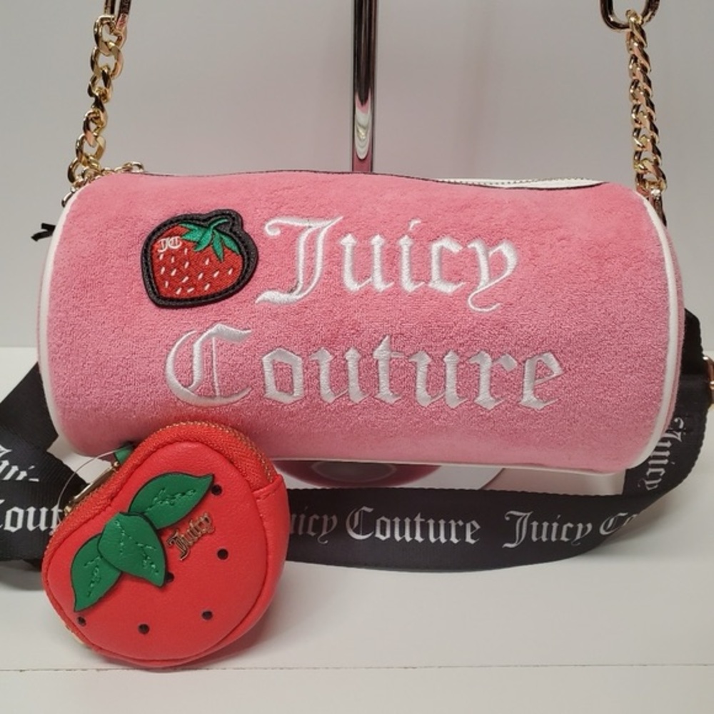 Sweet N Juicy Apple Mini Barrel Bag with Strawberry Pouch Lemonade Pink